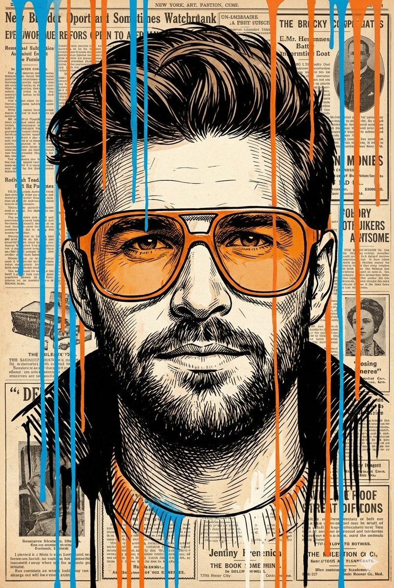 illustrated portrait of the bearded man 